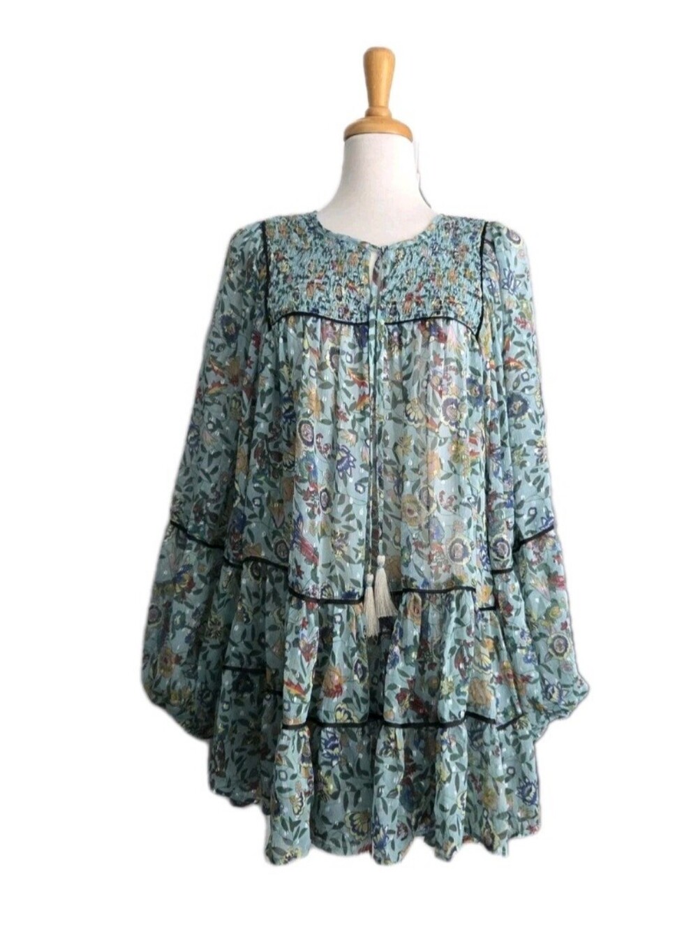 Free People Free Swinging Mini Dress Women's L Bohemian Beach - Picture 8 of 8